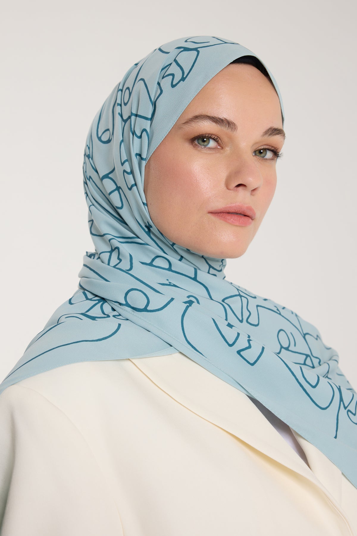 Pure Tone Şal - Marjinal Desen - Su Yeşili - Yeşil