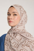 Pure Tone Shawl - Marginal Pattern - Stone - Coffee