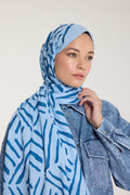 Pure Tone Shawl - V Print - Baby Blue - Blue