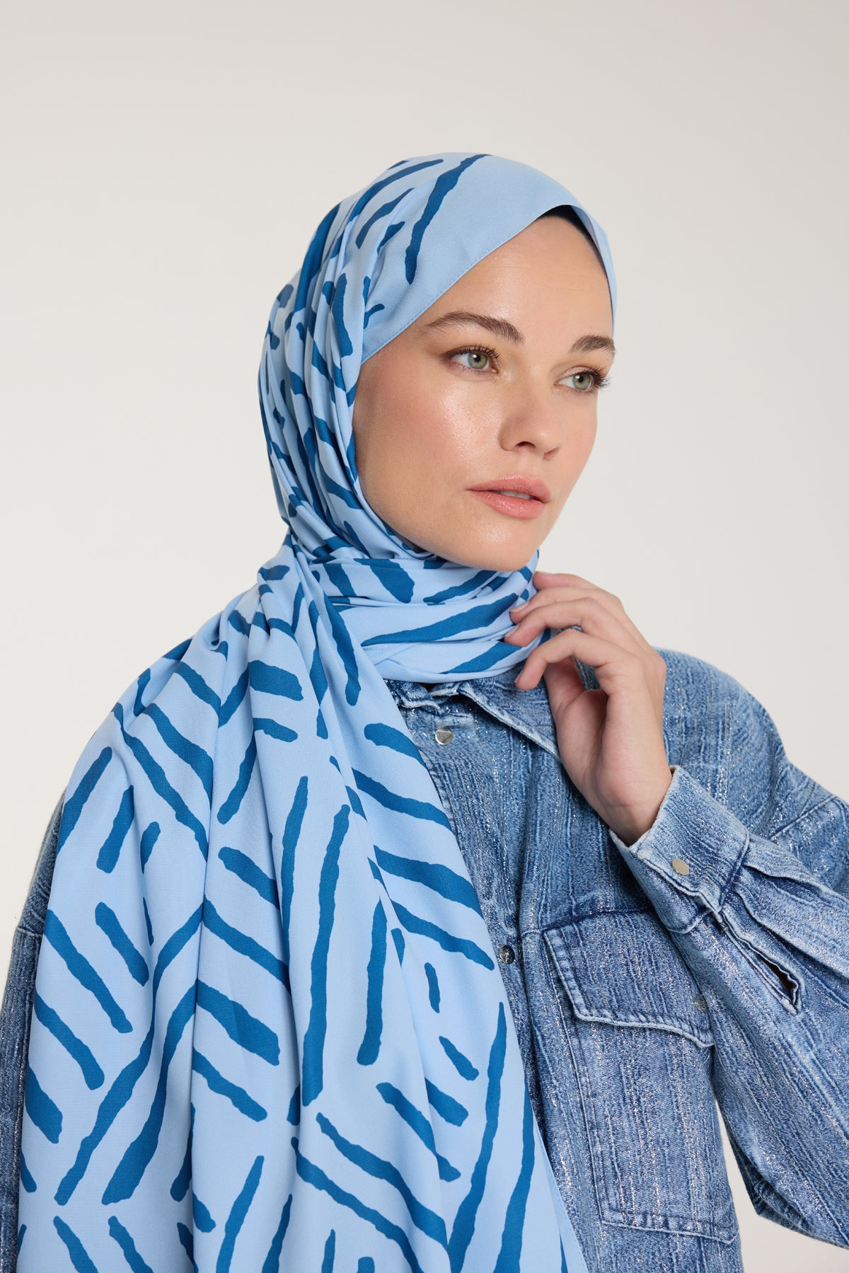 Pure Tone Şal - V Desen - Bebe Mavisi - Mavi