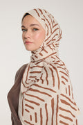 Pure Tone Shawl - V Print - Beige - Coffee