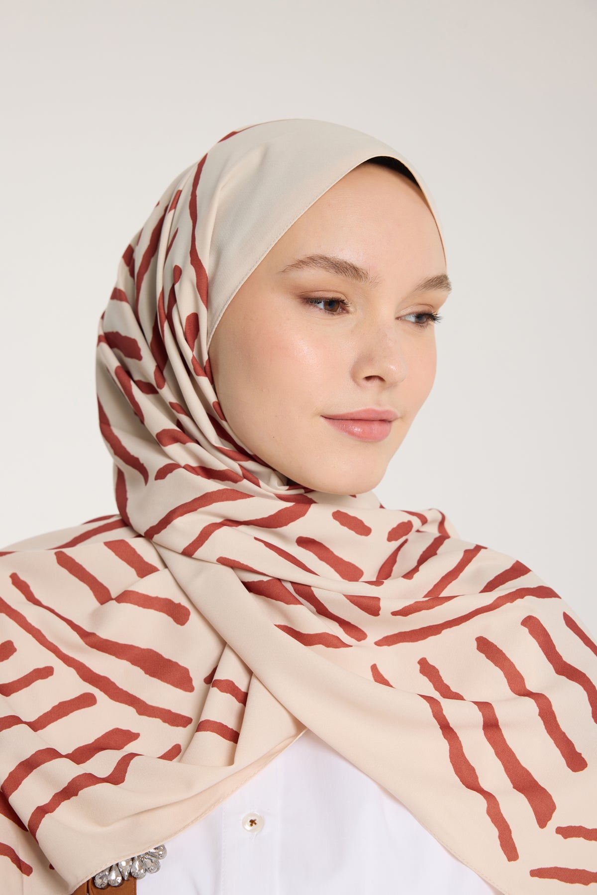 Pure Tone Şal - V Desen - Bej - Taba