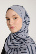 Pure Tone Shawl - V Print - Silver - Smoke