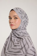 Pure Tone Shawl - V Print - Soft Gray - Gray