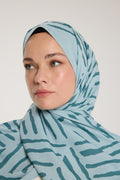 Pure Tone Shawl - V Print - Aqua Green - Green