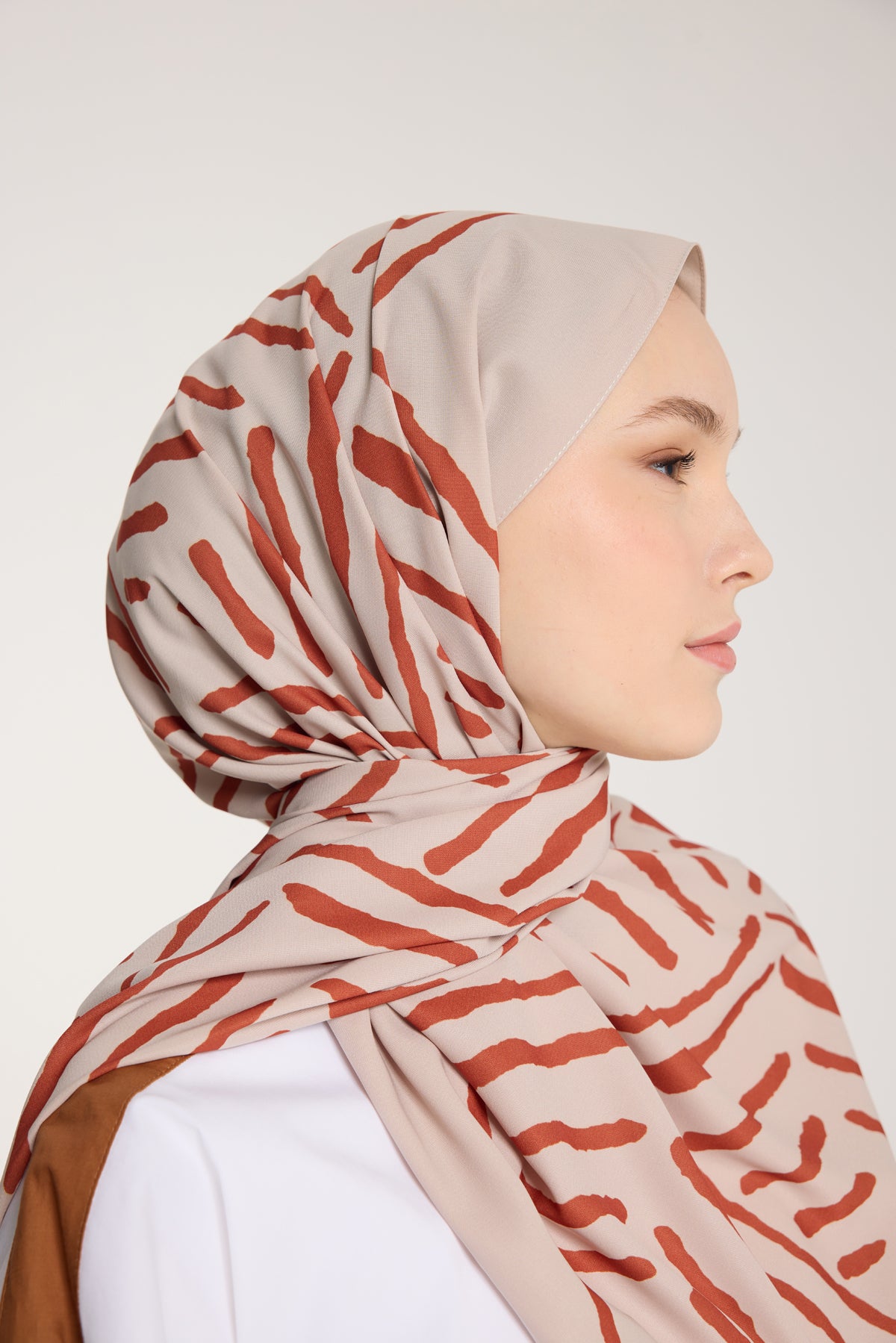 Pure Tone Şal - V Desen - Taş - Kiremit