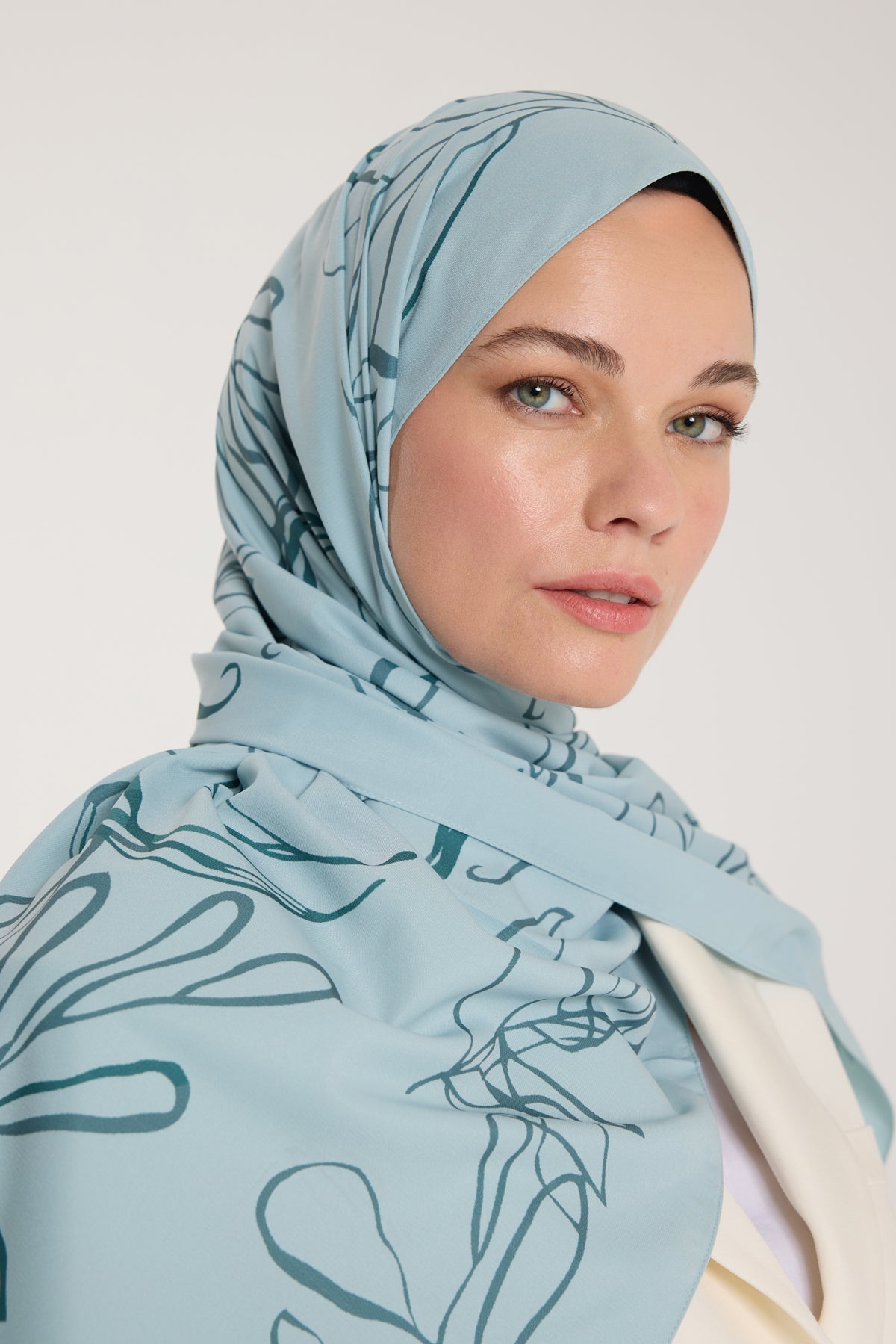 Pure Tone Şal - Yaprak Desen - Suyeşili - Yeşil