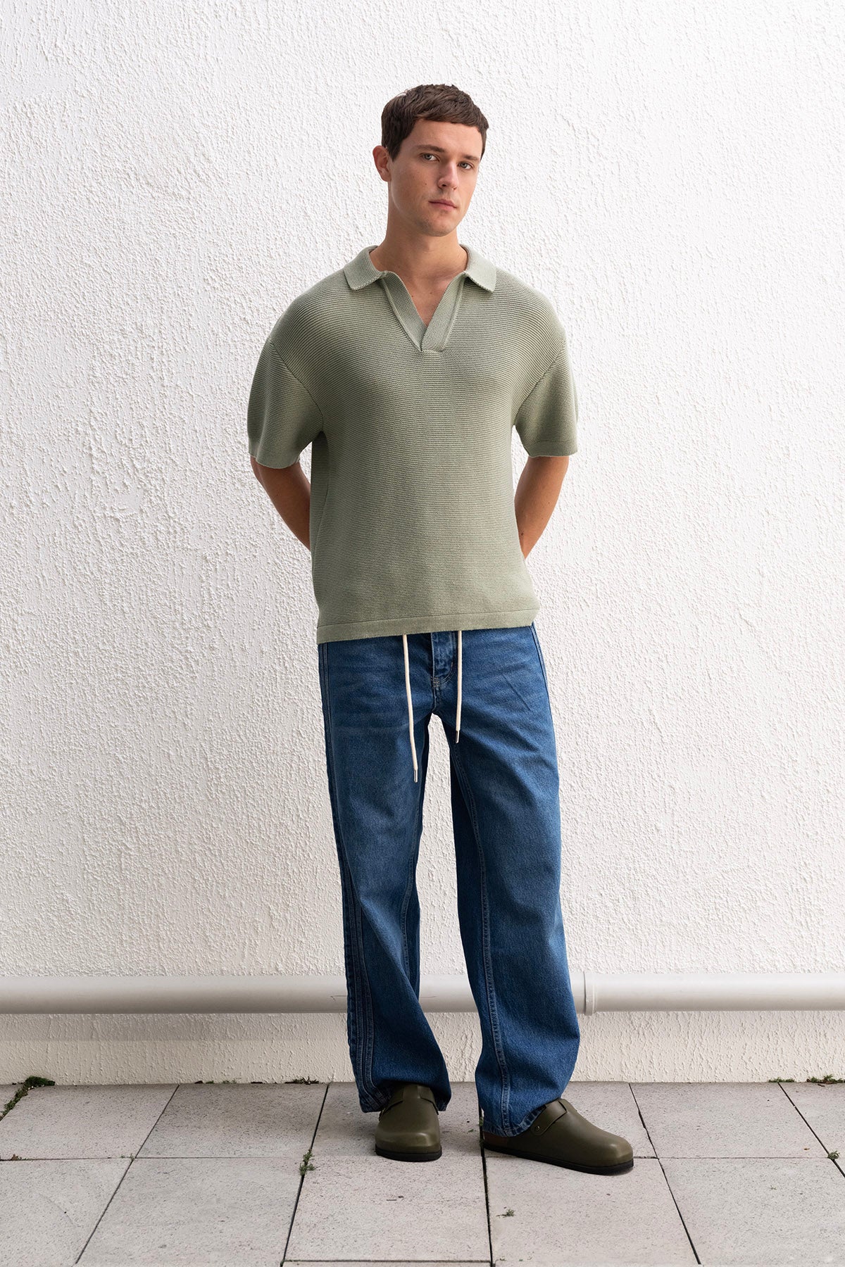 RAHAT KESİM POLO YAKA TRİKO MİNT T-SHIRT - MİNT XL