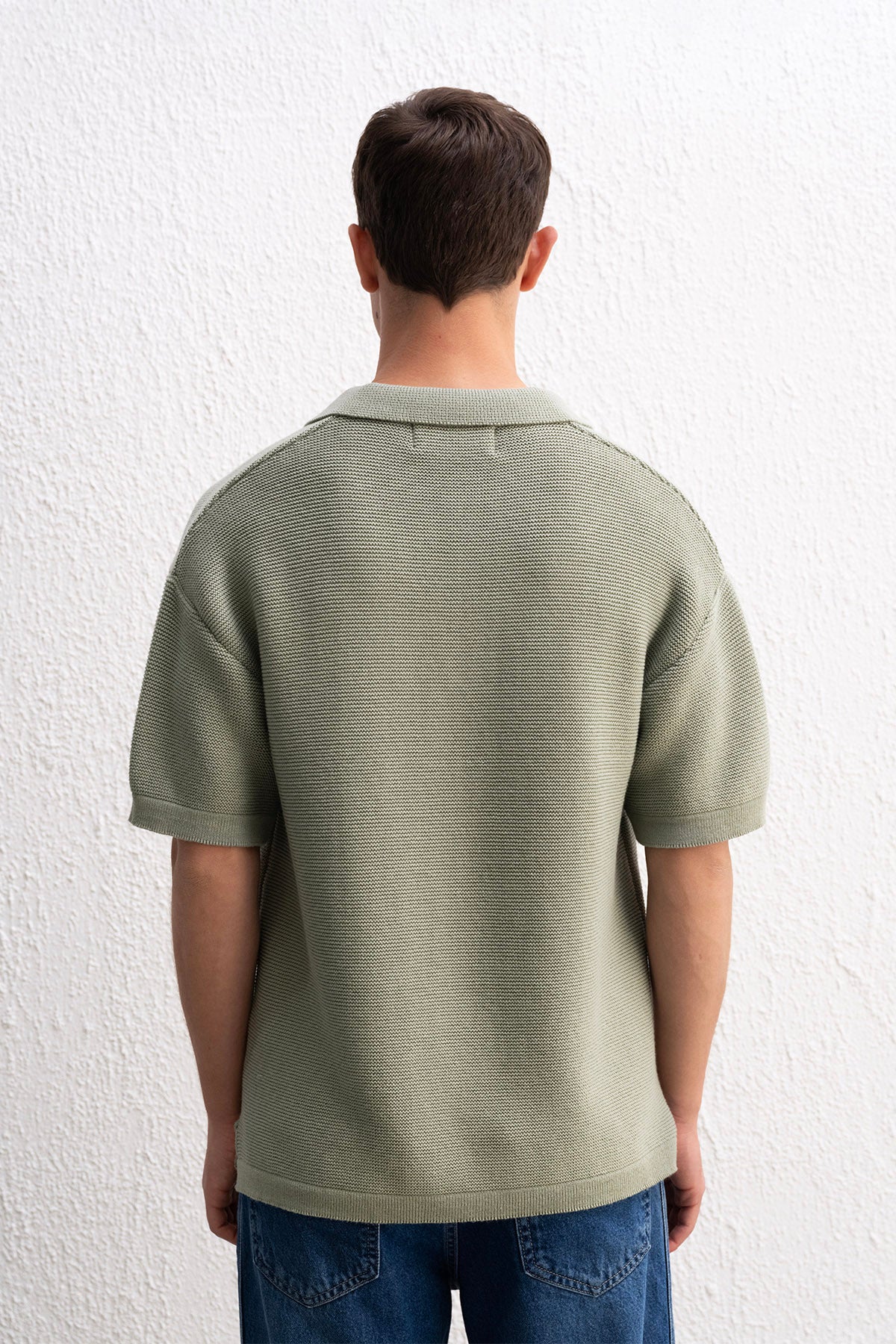 RAHAT KESİM POLO YAKA TRİKO MİNT T-SHIRT - MİNT S