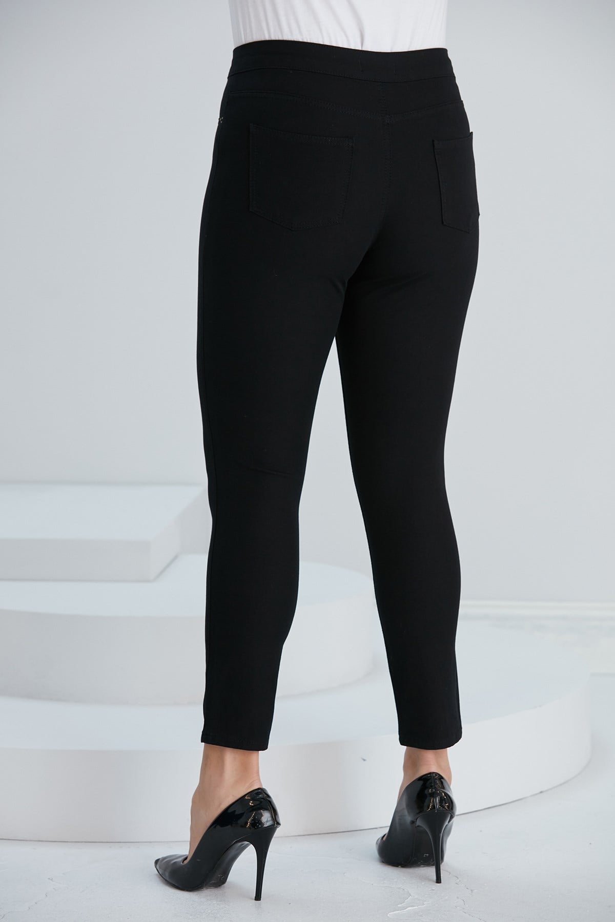 Cep Detaylı Büyük Beden Pamuk Pantolon Siyah