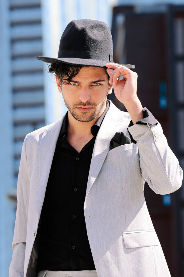 İki Parça Slim Fit Gri Erkek Takım Elbise - Wessi