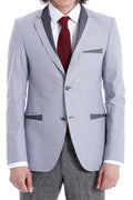 3 Pocket 2 Button Cross Piping Dark Grey Jacket - Wessi