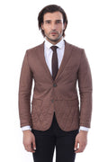 3-Pocket 2-Button Quilted Men's Tan Short Jacket - Wessi