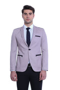 3-Pocket Single-Button Cotton Shoulder Seamed Light Pink Jacket - Wessi