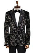 Slim Fit Glittery Black Men's Tuxedo Jacket - Wessi