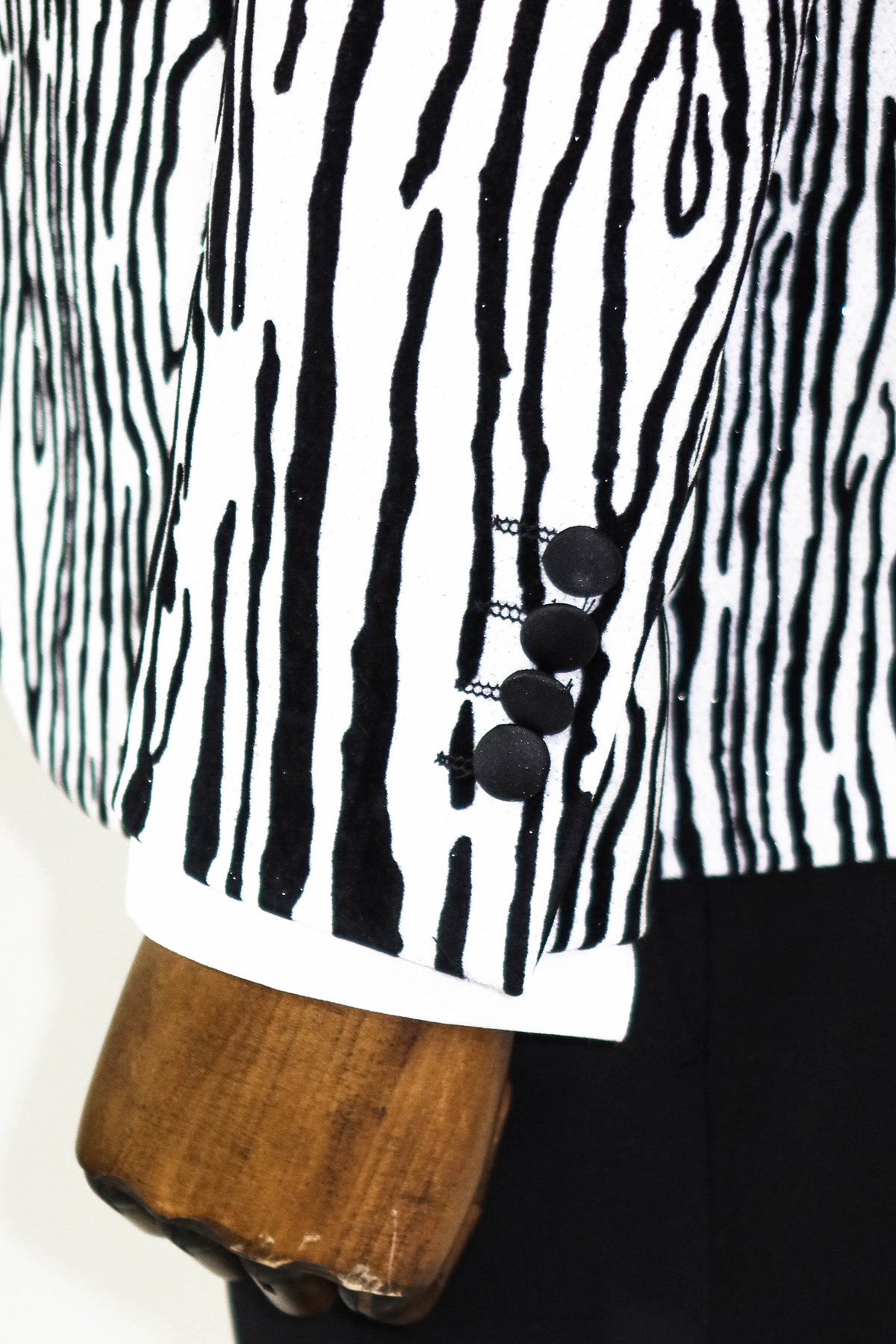 Slim Fit Zebra Desen Beyaz Erkek Smokin Ceket - Wessi