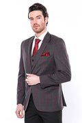 Ekose Füme Slim Fit Erkek Ceket - Wessi
