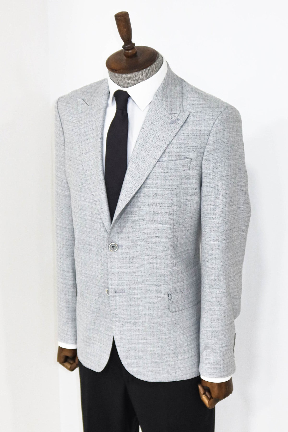 Desenli Slim Fit Gri Erkek Ceket - Wessi