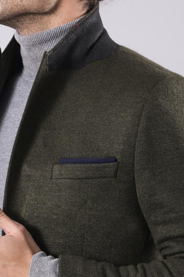 Yün Tek Düğmeli Yeşil Slim Fit Ceket - Wessi