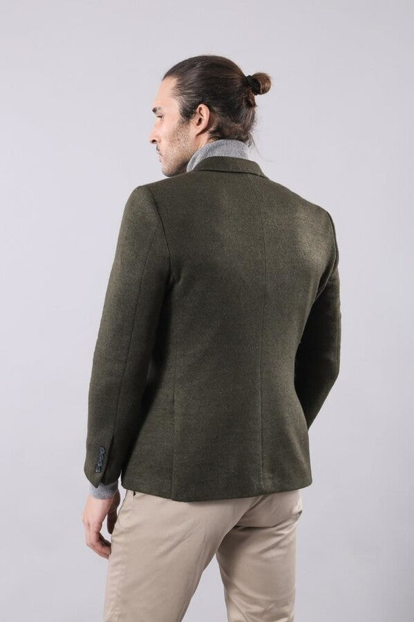 Yün Tek Düğmeli Yeşil Slim Fit Ceket - Wessi