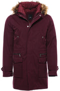Fur Collar Hooded Burgundy Men's Jacket - Wessi
