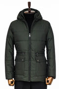 Slim Fit Hooded Green Men's Puffer Jacket - Wessi