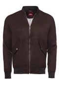 Flap Pocket Suede Brown Men's Bomber Jacket - Wessi