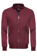 Flap Pocket Zippered Burgundy Men's Bomber Jacket - Wessi