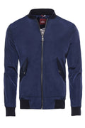 Zippered Flap Pocket Blue Men's Bomber Jacket - Wessi