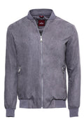 Plain Zippered Pocket Gray Men's Bomber Jacket - Wessi