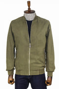 Plain Zippered Pocket Light Green Men's Bomber Jacket - Wessi