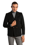 Double-breasted Slim Fit Black Jacket - Wessi