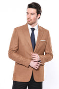 Self-Patterned Orange Slim Fit Jacket | Wessi - Wessi