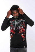 Black Hooded Printed Sweatshirt - Wessi