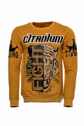 Mustard Stone-Printed Crew Neck Sweatshirt - Wessi