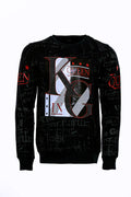 Black Stone-Studded and Patterned Sweatshirt - Wessi