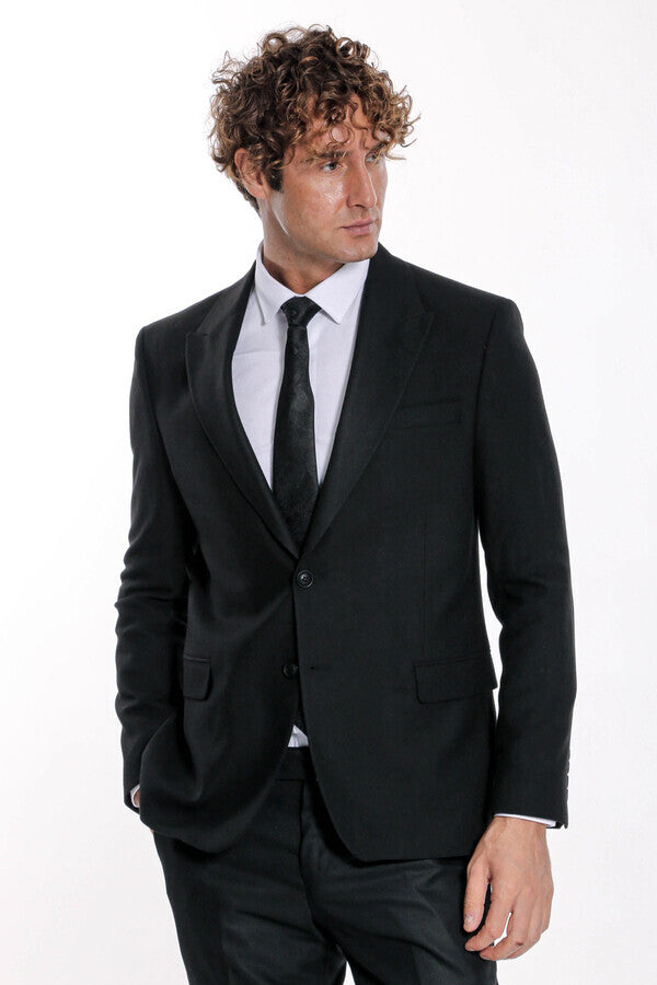 Desensiz Slim Fit Spor Siyah Erkek Ceket - Wessi