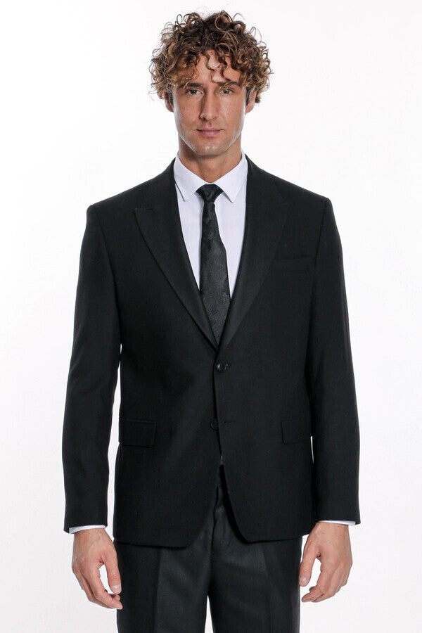 Desensiz Slim Fit Spor Siyah Erkek Ceket - Wessi