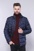 Quilted Navy Men's Winter Coat - Wessi