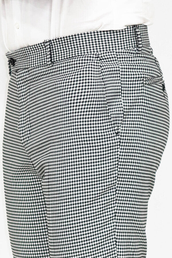 Kaz Ayağı Desenli Slim Fit Gri Erkek Pantolon - Wessi