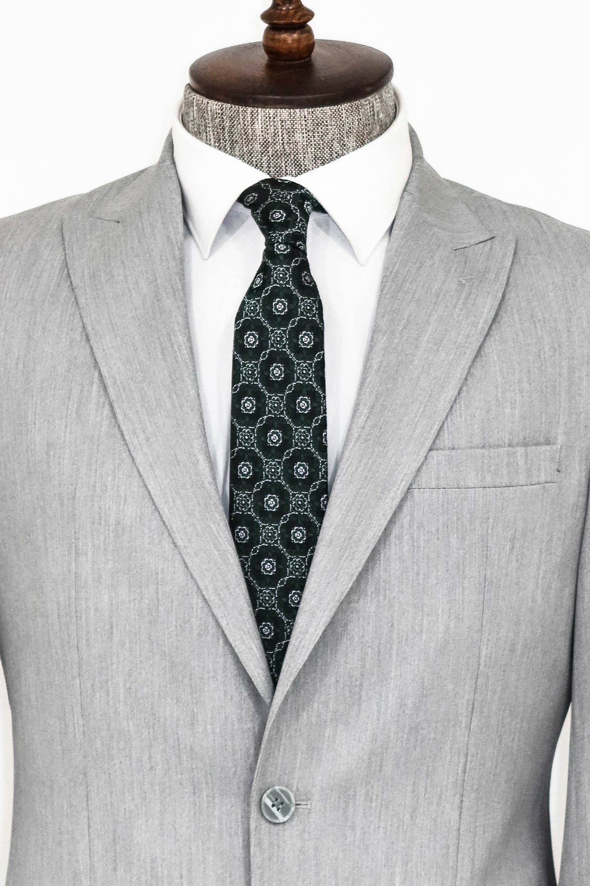 İki Parça Slim Fit Gri Erkek Takım Elbise - Wessi