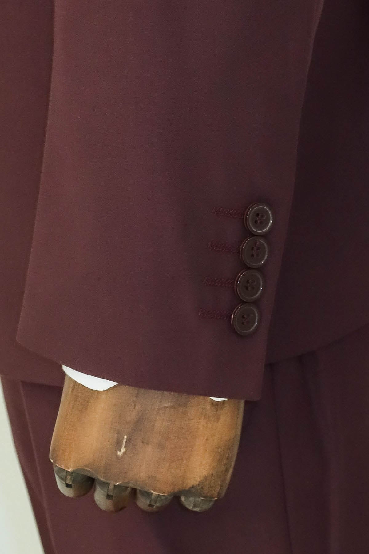 Geniş Sivri Yakalı Slim Fit Bordo Erkek Kruvaze Takım Elbise - Wessi