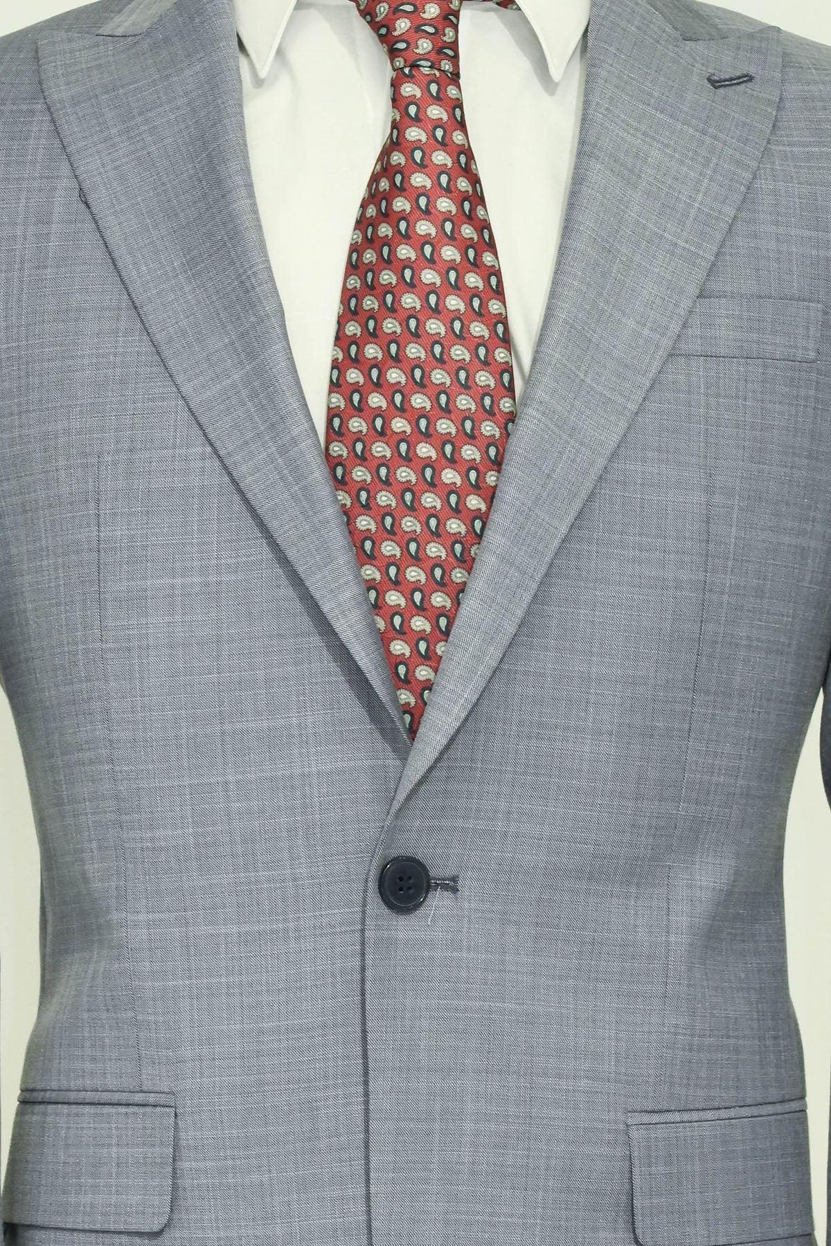 İki Parça Slim Fit Tek Düğmeli Gri Mavi Sarısı Erkek Takım Elbise - Wessi