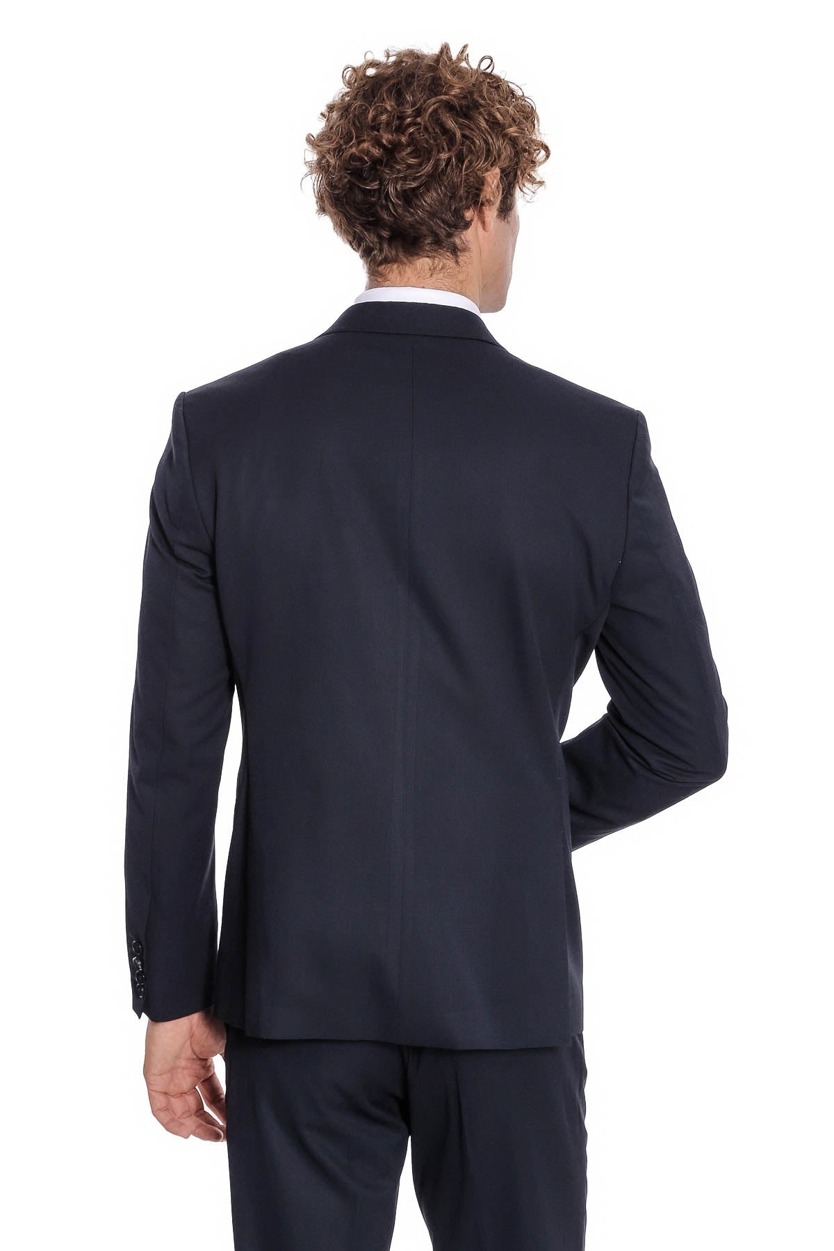 Desensiz İki Parça Slim Fit Koyu Lacivert Erkek Takım Elbise - Wessi