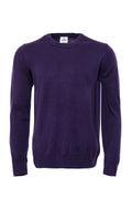 Crew Neck Long Sleeve Plain Purple Men's Knitwear - Wessi
