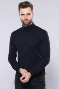 Turtleneck Navy Knitwear | Wessi