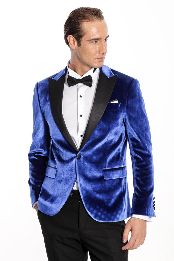 Kafide Lacivert Slim Fit Erkek Smokin Ceket - Wessi