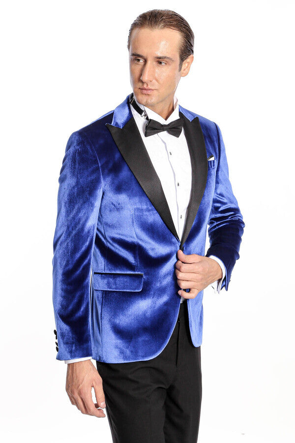 Kafide Lacivert Slim Fit Erkek Smokin Ceket - Wessi