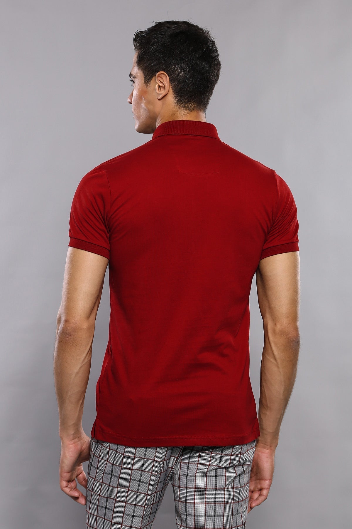 Polo Yaka Düz Bordo Erkek T-shirt - Wessi