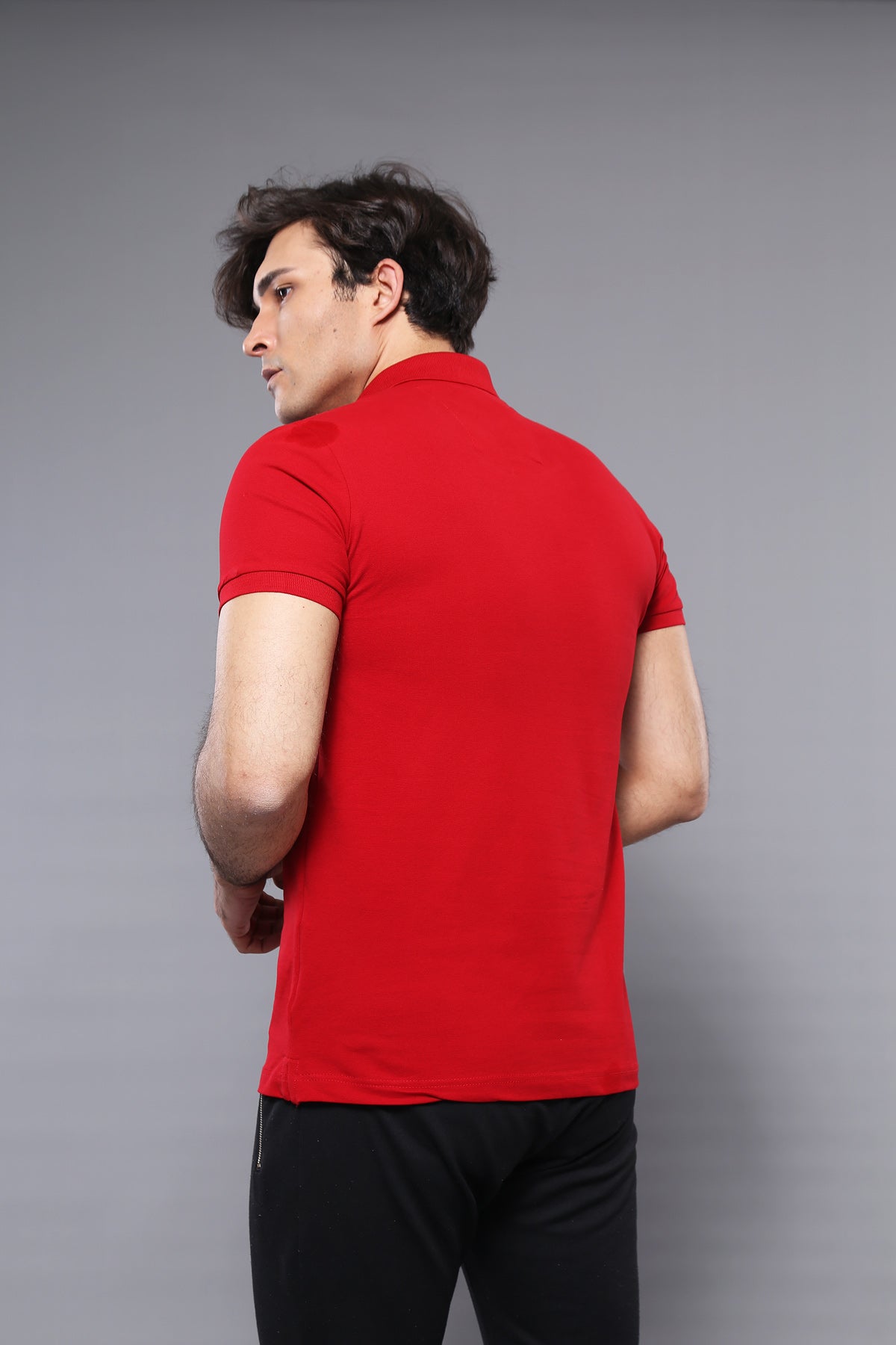 Polo Yaka Düz Kırmızı T-shirt | Wessi - Wessi